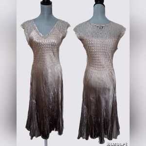 NWT Komarov Champagne Ombre Flowy Maxi Dress Cream to Grey Size Medium